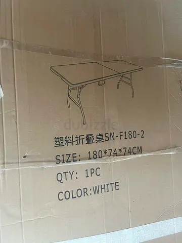 White Plastic  Steel Folding Table (180 × 74 × 74 cm)