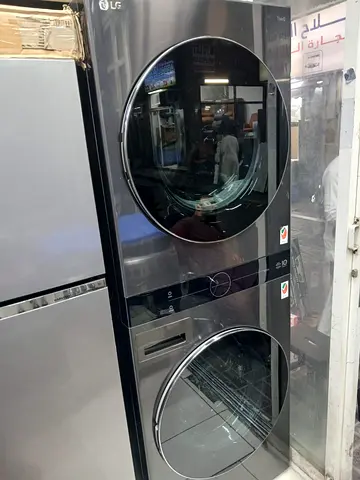 Stacked LG Washer and Dryer Set - Space Saving Black Finish