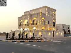 Luxury villa for sale in Al Zahia, Ajman | Corner plot with large setback | Two floors + roof | Land