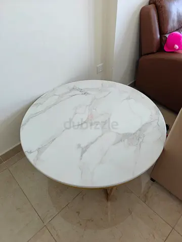 Urgent Sale Flawless White Marbel Centre Table with golden finish bought from homebox