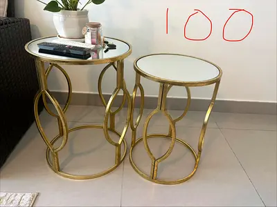 Set of 2 Gold Mirrored Nesting Side Tables