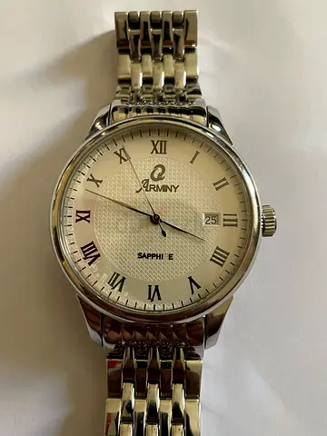 Arminy Swiss stainless steel mens watch with sapphire glass, working condition