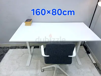 White 160x80 cm Office Desk with Chair - Minimal Modern