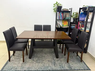 6 Seater Wooden Dining Table Set with  Chairs