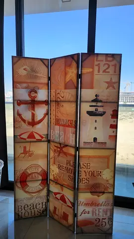 Foldable 3*3-Panel Beach-Themed Room Divider / Privacy Screen