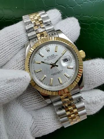 Two-tone mens wrist Master Copy watch (silver  golden)