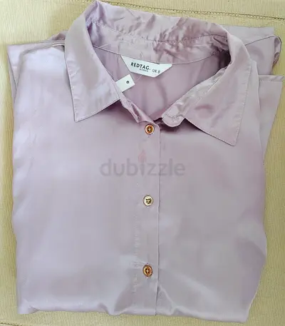 قميص نسائي حرير بلون موف فاتح    Light mauve womens satin blouse - Redtag UK 8