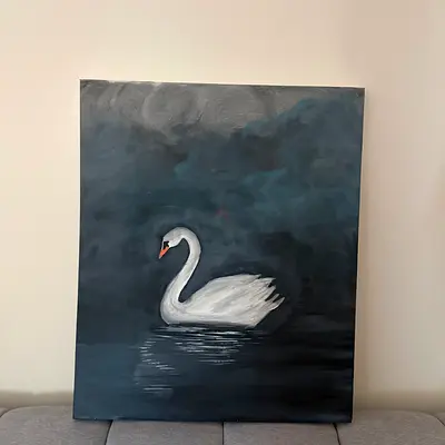 Real hand Painting of a swan