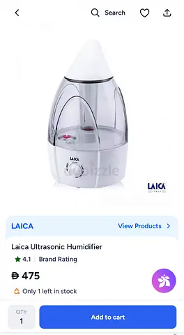 Laica Ultrasonic Humidifier - Compact, White