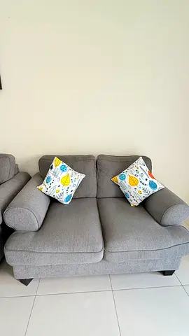 Compact 5-Seater Grey Fabric Sofa in Good Condition
