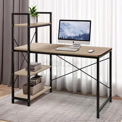 Study desk with integrated bookshelf