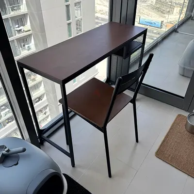 IKEA FJÄLLBO Laptop Table / Desk – Black  Wood + Ikea Seat