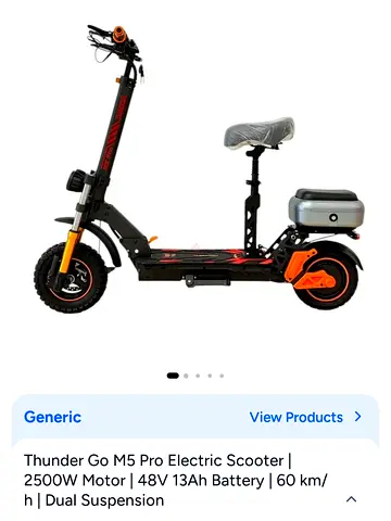 Thunder Go M5 Pro Electric Scooter with Seat - 48V 13Ah, 2500W