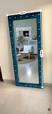 Almost new Full-Length Velvet Framed Wall Mirror with Button Tufting (79x179 cm)