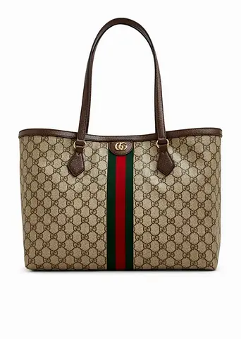Gucci GG Supreme Canvas Tote Bag with Web Stripe