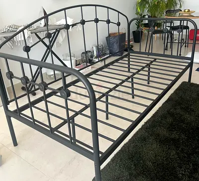 Modern Steel Sofa/Bed Matte Black, Good Conditions
