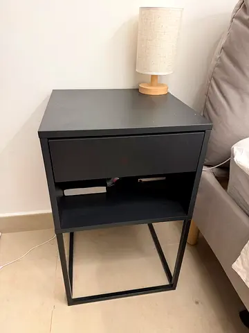IKEA Black Bedside Table with Drawer
