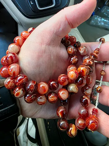 Handmade Brown Agate Prayer Beads (Subha) - مسباح فاتورن