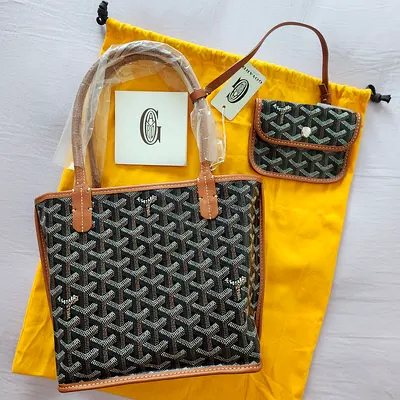 Goyard Mini Anjou Black Tan Brown Reversible Bag Brand New