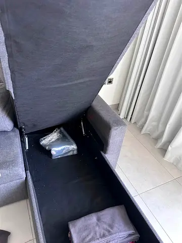 Gray Storage Sofa Corner Section with Lift-up Compartment