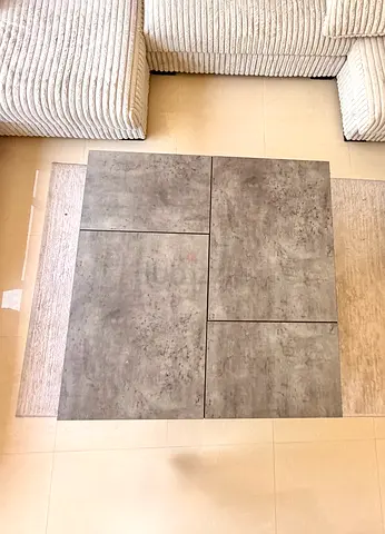 Luxury oversized coffee table 130x130 Laminated concrete effect finish