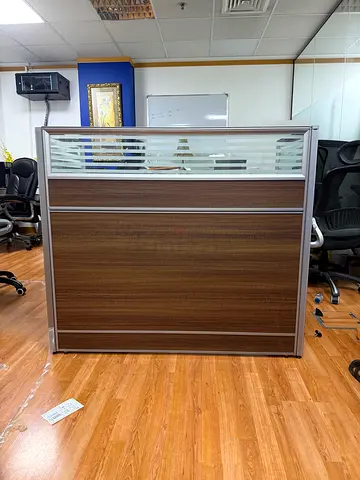 Used Wooden Office Partition / Cubicle Panel with Glass Top - Good Condition