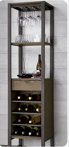Crate  Barrel Ash Veneer Wine Tower - Tall Storage Unit (16-bottle)