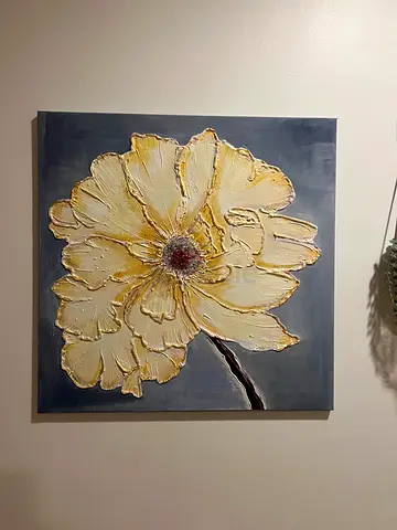 Hand-painted Textured Floral Canvas Artwork (Square)
