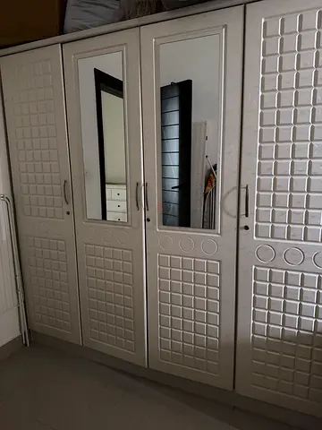 White 4-Door Wardrobe with Mirrors — Good Condition