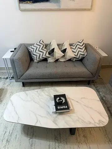 Light Grey 2-Seater Sofa + 3 seater (5 seater total)  with Cushions and Throw - Excellent Condition