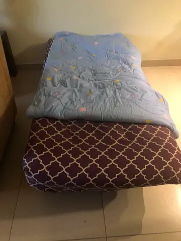 Single Bed with Mattress, comforter, and sheets with pillow case - Good Condition