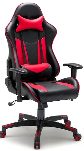 Red  Black Gaming/Office Chair with Adjustable Armrests and Lumbar Pillow