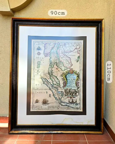 Large Decorative Frame with Vintage Map