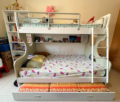 Home Centre Triple Sleeper Bunk Bed + Study Table Set for AED 400