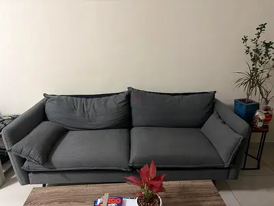 Comfortable 3-seater Grey Fabric Sofa - Good Condition