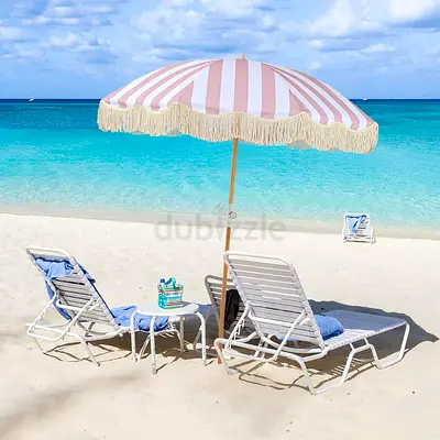 Pink and White Stripes Outdoor Table Umbrella