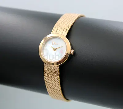 Golden tone Dior womens Master Copy watch with mother-of-pearl dial