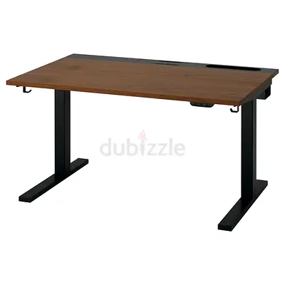 Walnut veneer/black MITTZON IKEA desk