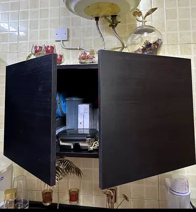 Wall-mounted Kitchen Cabinet - Dark Wood Finish