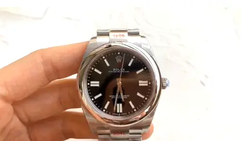 Rolex Oyster Perpetual mens stainless steel Super Master Copy watch - black dial
