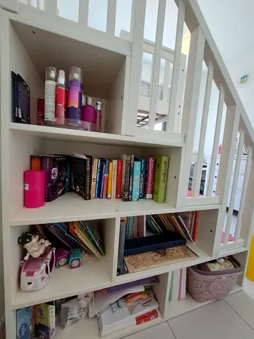 Homecentre White Wooden Bunk Bed with Stairs - Good Condition.Without matress.