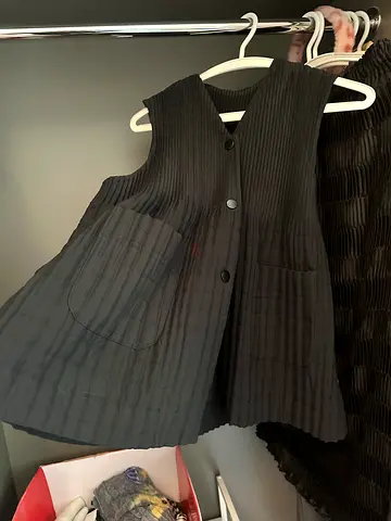 Black Quilted Button Down Vest