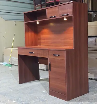 Wooden Study Desk with Hutch and Storage - Good Condition