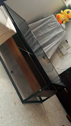 Black metal and wood centre table good condition
