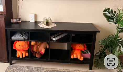 Dark wood TV unit / media console with storage