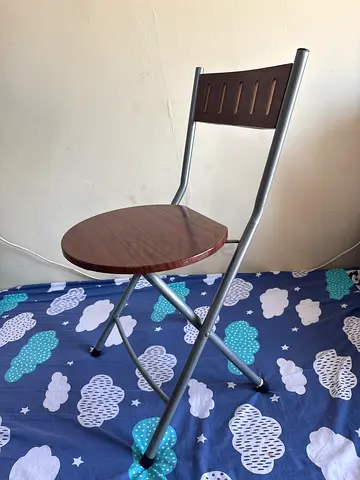 Metal Frame Folding Chair with Wooden Seat and Backrest