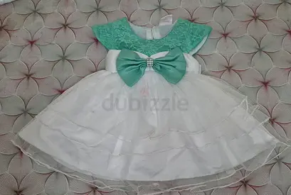 White and Mint Green Baby Girl Party Dress - Size Newborn/0-6M