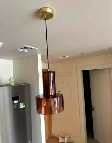 Modern Amber Glass Pendant Light - Good Condition