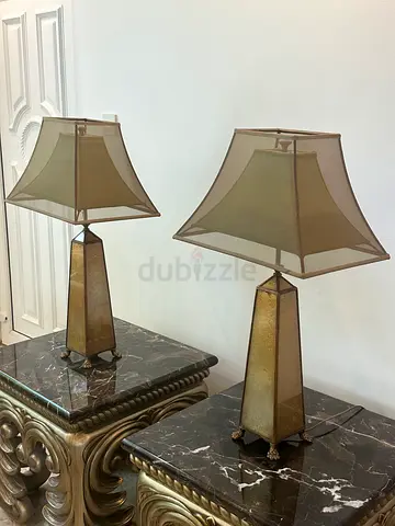 2 table lamps with fabric shades