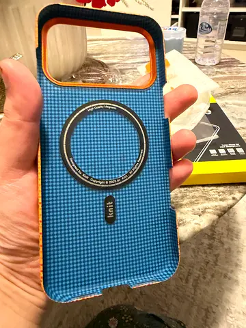 Protective orange MagSafe-style phone case (used)